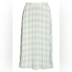 Toccin NY Pleated Plaid Midi Skirt in Mint